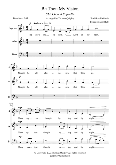 Be Thou My Vision ( SAB a Cappella) (arr. Thomas Quigley)