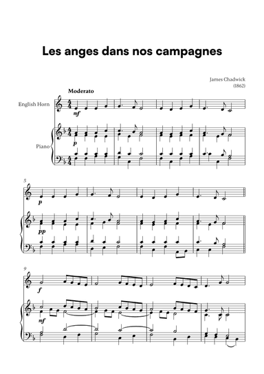 Les anges dans nos campagnes (for English Horn and Piano) (arr. Cadenza Editions)