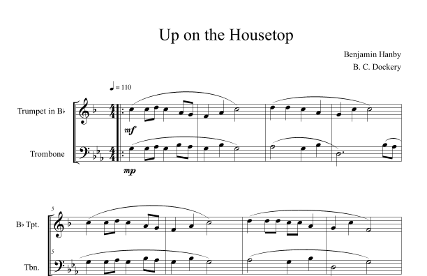 Up on the Housetop (Trumpet and Trombone Duet) (arr. B. C. Dockery)