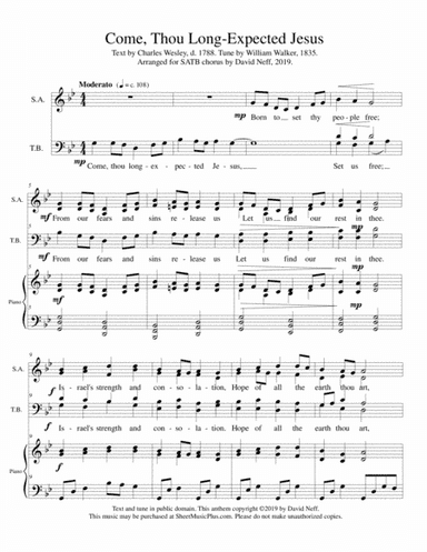 Come, Thou Long-Expected Jesus (Jefferson) (arr. David Neff)