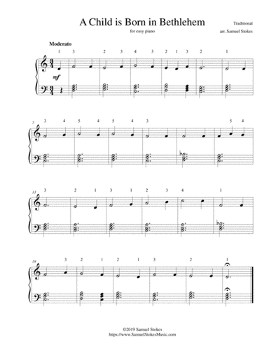 A Child is Born in Bethlehem (Puer Natus in Bethlehem) - for easy piano (arr. Samuel Stokes)