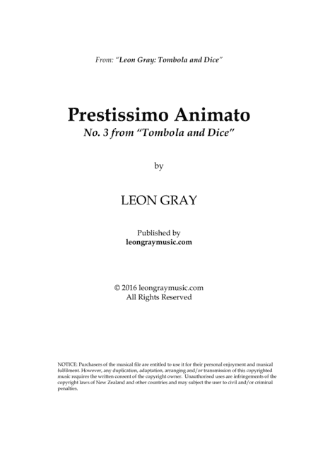 Prestissimo Animato, Tombola and Dice (No. 3), Leon Gray