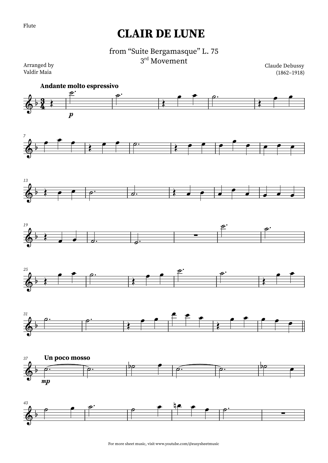 Clair de Lune - Flute (arr. Valdir Maia)