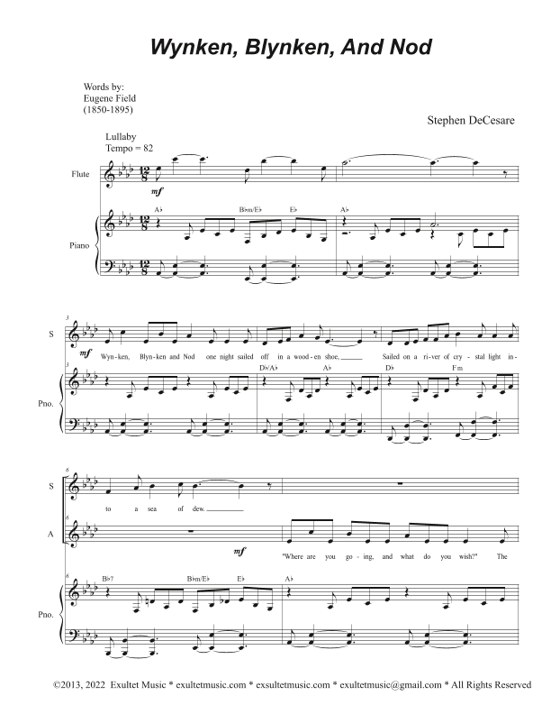Wynken, Blynken, And Nod (Duet for Soprano and Alto solo)
