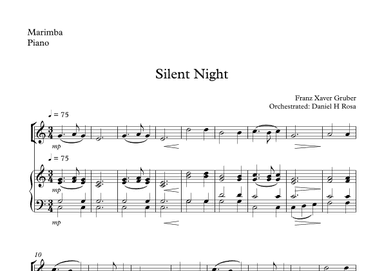 Silent Night - Christmas Carol - Marimba and Piano (arr. Daniel H Rosa)