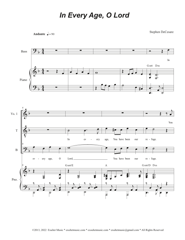 In Every Age, O Lord (Duet for Tenor and Bass solo)