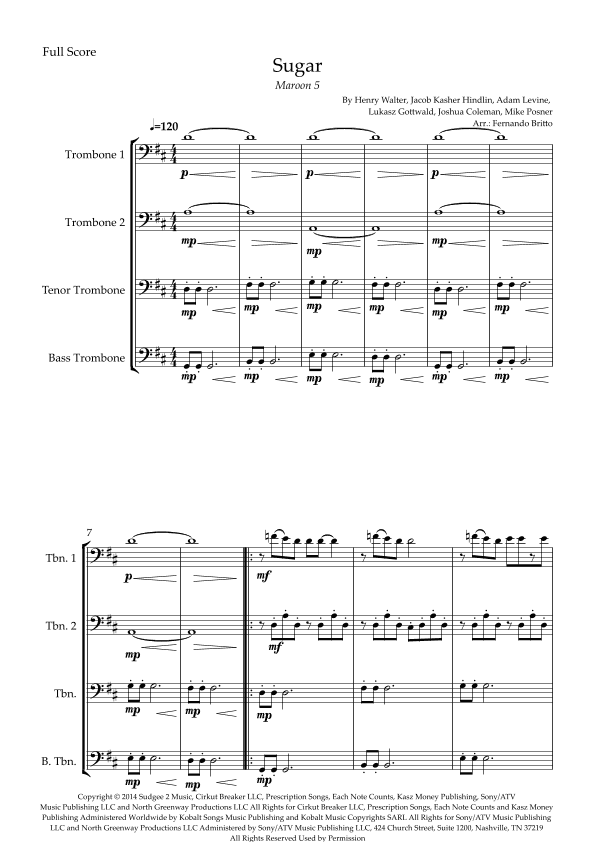 Sugar (arr. Fernando Britto)
