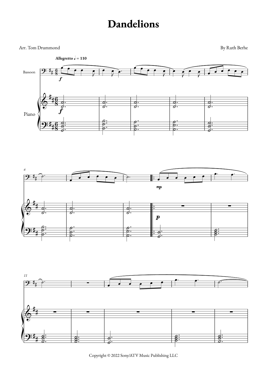 Dandelions (arr. Tom Drummond)