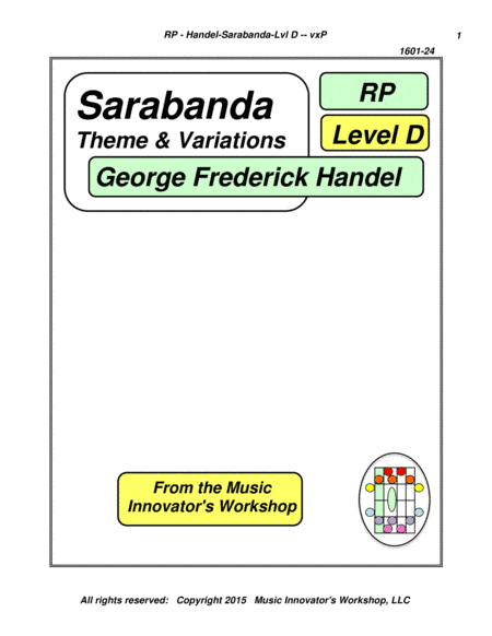 Handel - Sarabanda - Theme and Variations - (Key Map Tablature) (arr. John M. Honeycutt)