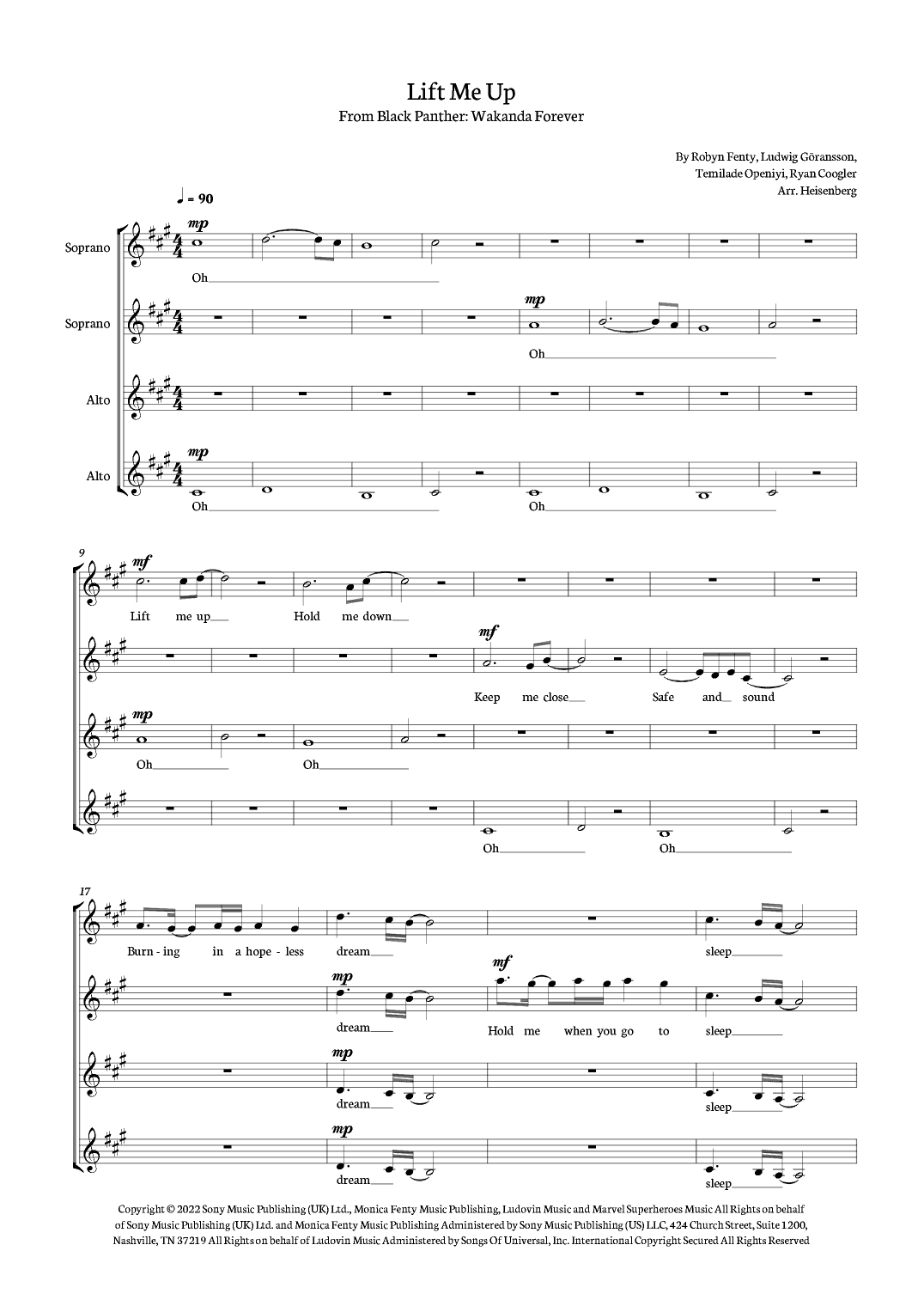 Lift Me Up (arr. Heisenberg)