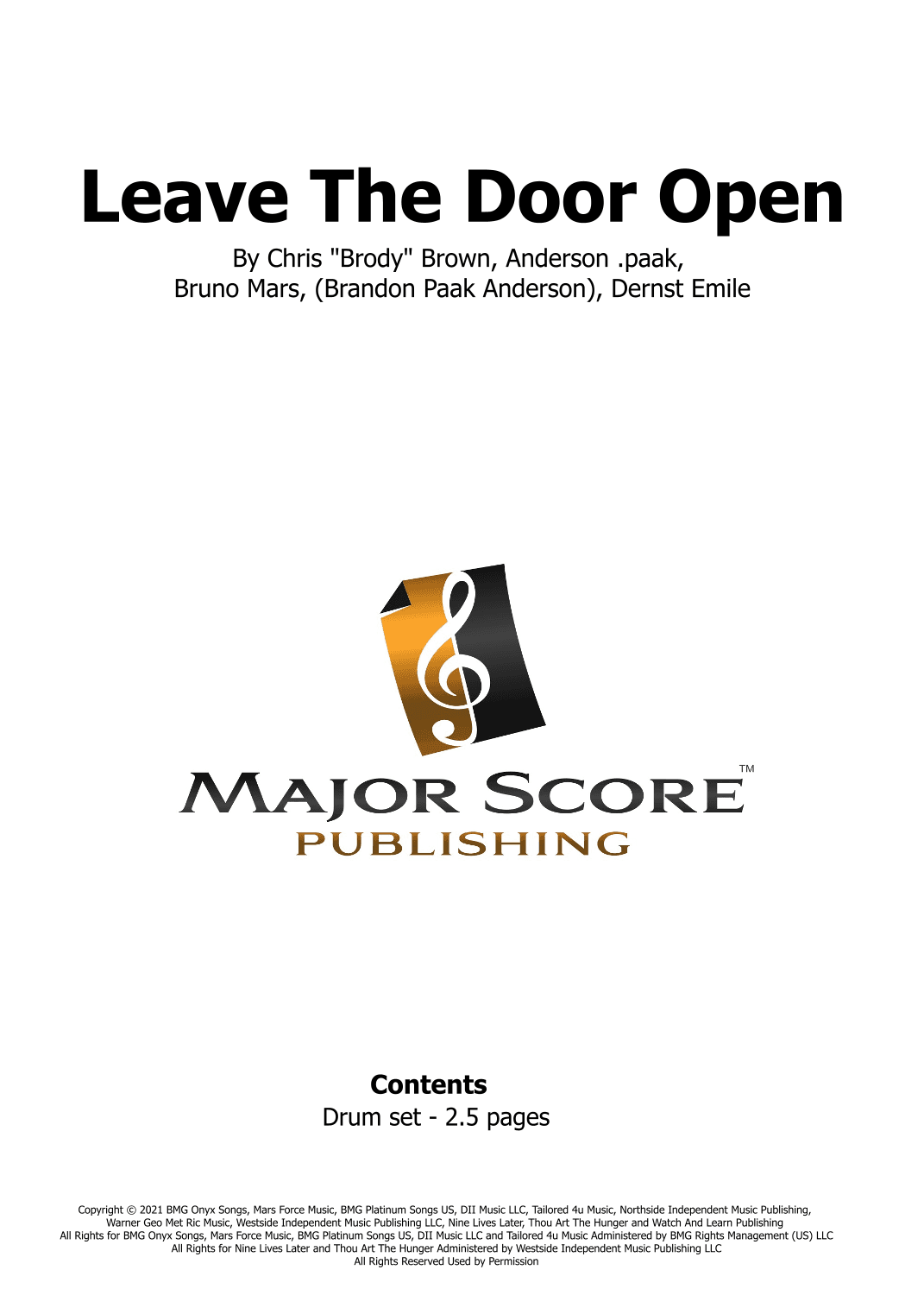 Leave The Door Open (arr. MAJOR SCORE PUBLISHING TM.)