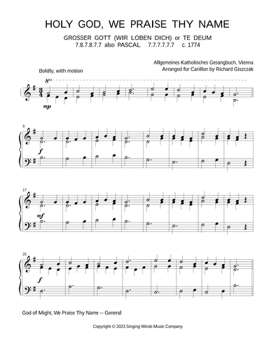 Holy God, We Praise Thy Name (GROSSER GOTT) (arr. Richard Giszczak)