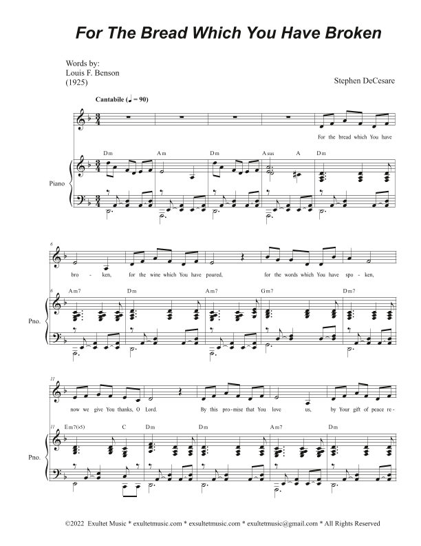 For The Bread Which You Have Broken (Vocal Solo - Medium Key)
