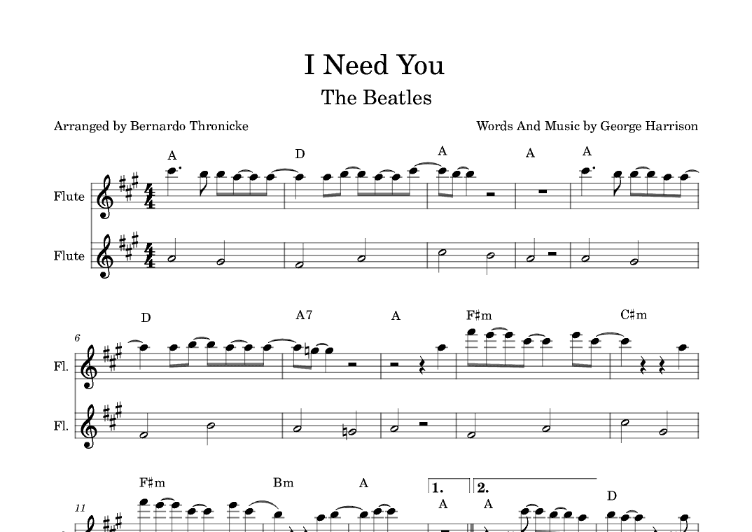 I Need You (arr. Bernardo Thronicke)