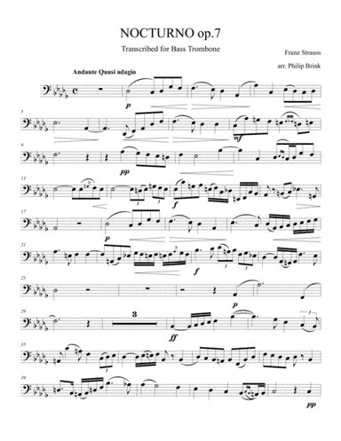 Nocturno by Franz Strauss, transcribed for bass trombone by Philip Brink (arr. Philip Brink)