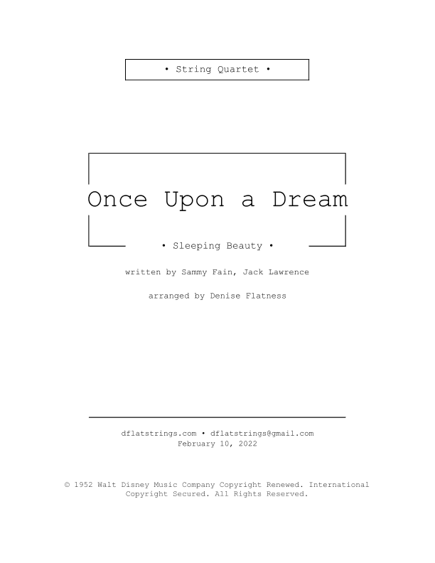 Once Upon A Dream (arr. Denise Flatness)