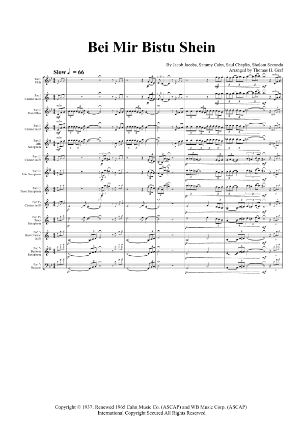 Bei Mir Bist Du Schon (means That You're Grand) (arr. Thomas Graf)