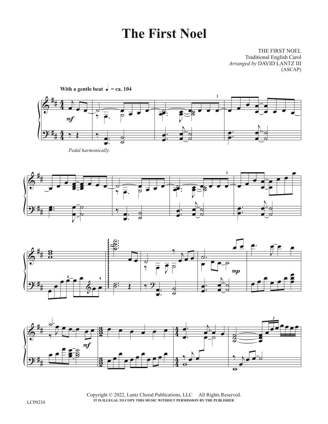 The First Noel (arr. David Lantz III)