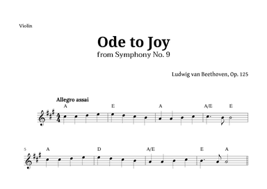 Ode to Joy by Beethoven for Violin with Chords (arr. Langanho)