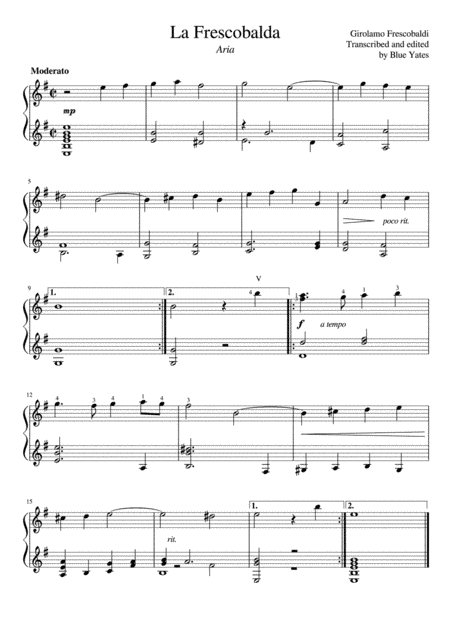 La Frescobalda (Girolamo Frescobaldi) (arr. Rekoba Editions)