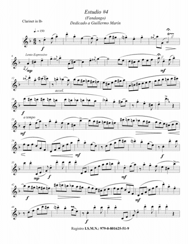 Estudio #4 (fandango) for Solo Clarinet