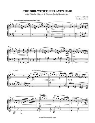 The Girl with the Flaxen Hair - Intermediate, Transposed (arr. Sean Atkinson)