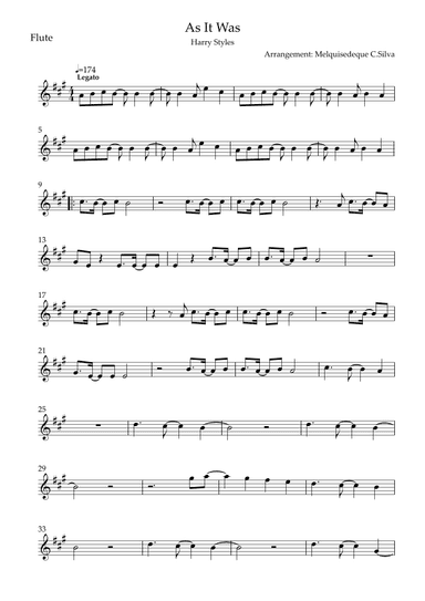 As It Was (arr. Melquisedeque C.Silva)