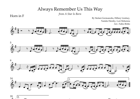 Always Remember Us This Way (arr. Fabio Britto)
