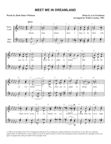 MEET ME IN DREAMLAND (arr. Walter Latzko)