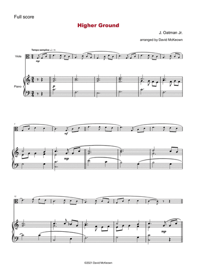 Higher Ground, Gospel Hymn for Viola and Piano (arr. David McKeown)