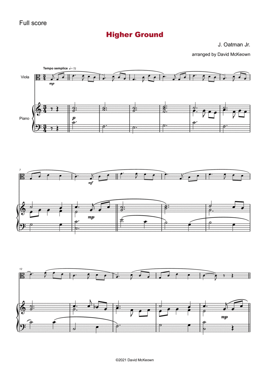 Higher Ground, Gospel Hymn for Viola and Piano (arr. David McKeown)