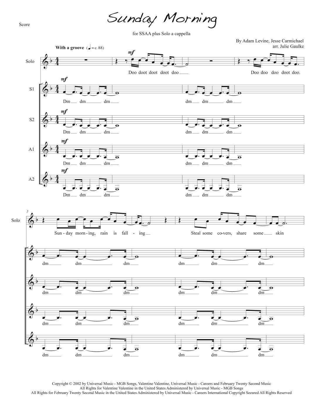 Sunday Morning (arr. Julie Gaulke)