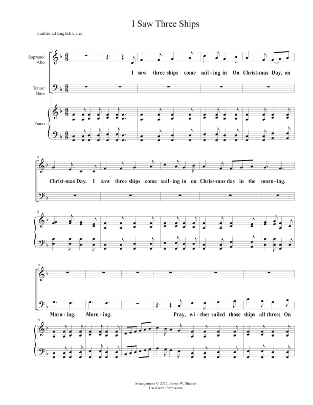 I Saw ThreeShips (arr. Jim Shubert)
