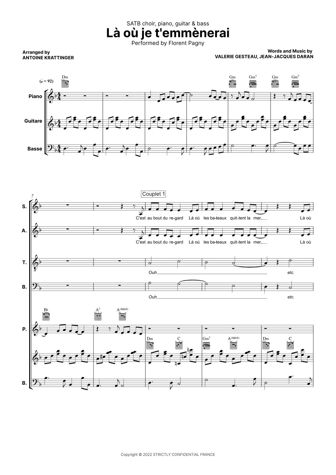 Là où je t'emmenerai (arr. Antoine Krattinger)