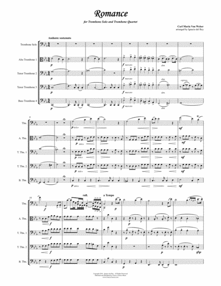Romance for Trombone solo and Trombone Quartet (arr. Rey, Ignacio)