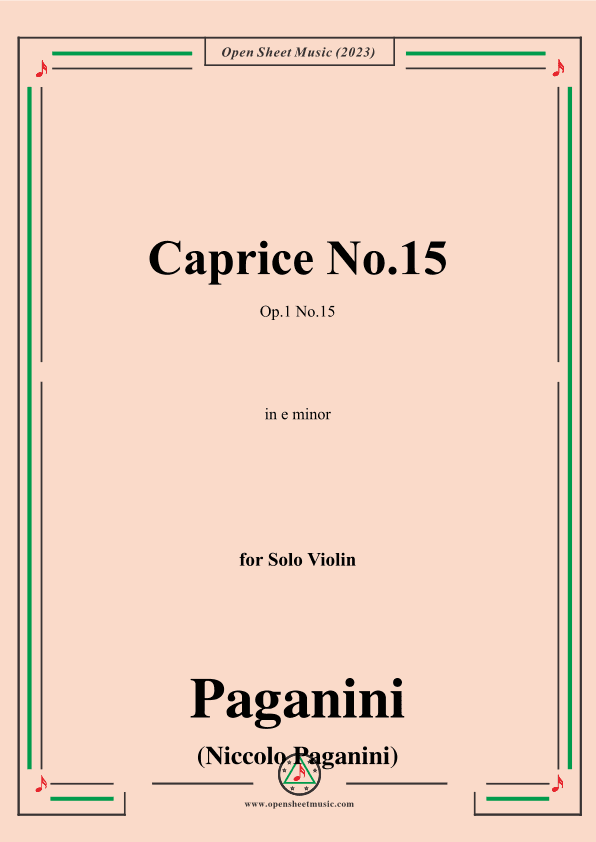 Paganini-Caprice No.15,Op.1 No.15,in e minor,for Solo Violin (arr. OSM Press)