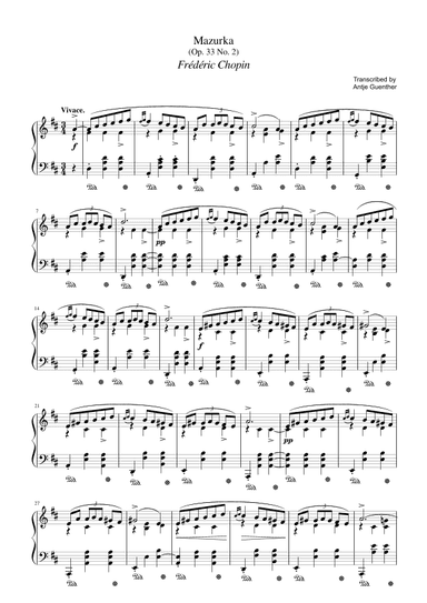 Mazurka O. 33 No. 2 (arr. Antje Günther)