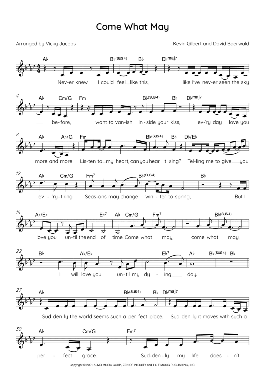 Come What May (arr. Vicky Jacobs)
