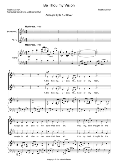 Be Thou my Vision (Slane) - 2 Part Choir - SA - Upper Voices (arr. M & J Dover)