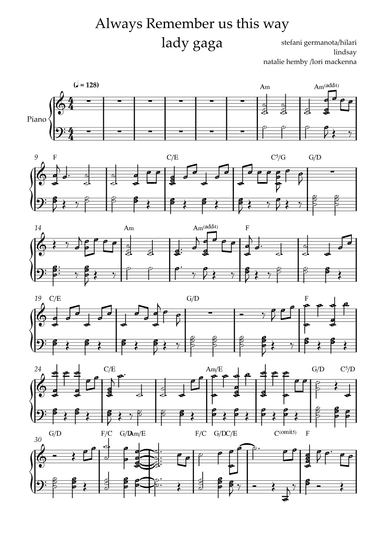 Always Remember Us This Way (arr. by ezequiel)