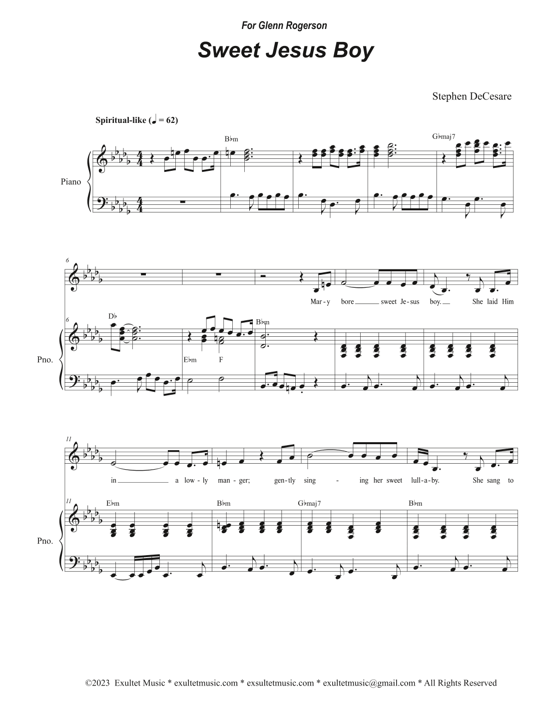 Sweet Jesus Boy (Vocal solo)