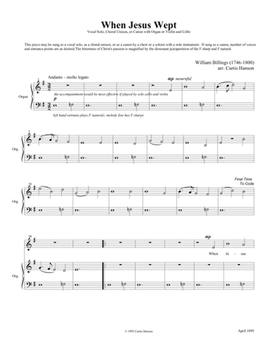 When Jesus Wept (arr. Curtis Hanson)