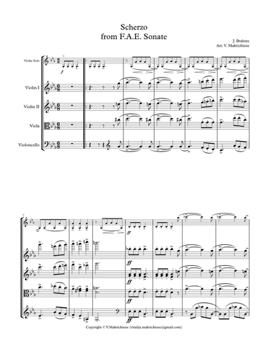 J.Brahms Scherzo from F.A.E. Sonate for Violin solo and String Quartet (arr. Vitalija Makrickiene)