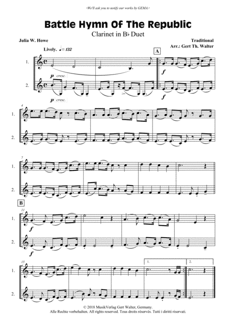 Battle Hymn Of The Republic (arr. Gert Th. Walter)