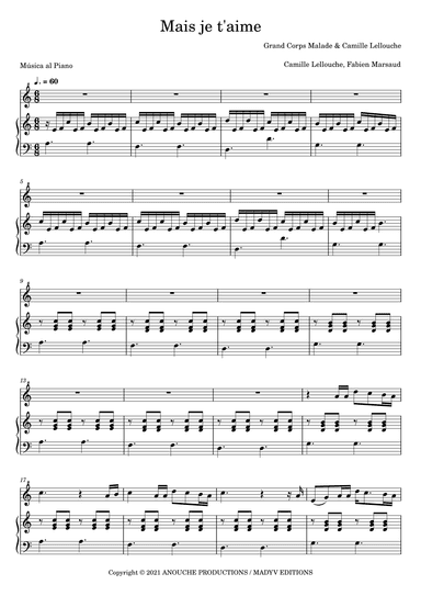 Mais Je T'aime (arr. Música al Piano)