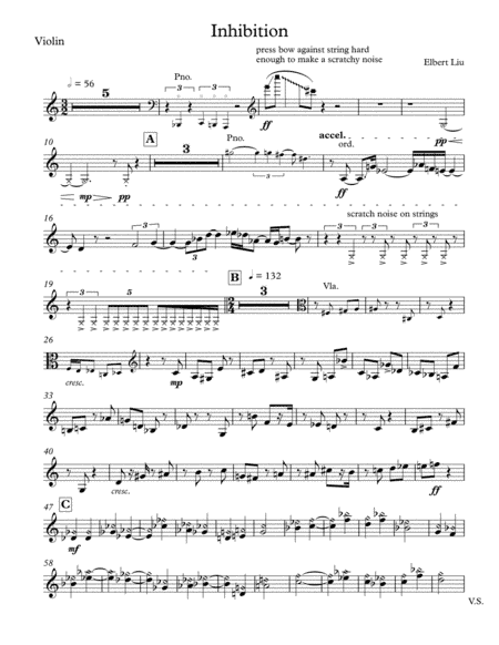 Inhibition for Violin, Viola, and Piano - Violin Part
