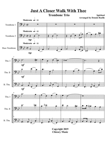 Just A Closer Walk With Thee - Trombone Trio - Jazz Funeral Style (arr. Dennis Ruello)