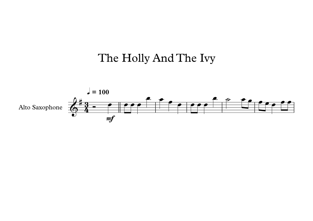 The Holly And The Ivy (Alto Sax) (arr. Digital Book Music)