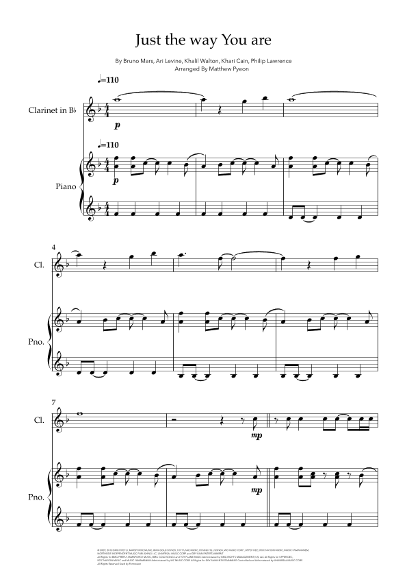Just The Way You Are (arr. Matthew pyeon)