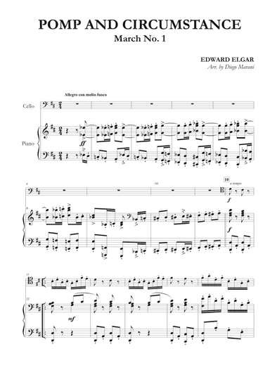 Pomp and Circumstance March No. 1 for Cello and Piano (arr. Diego Marani)